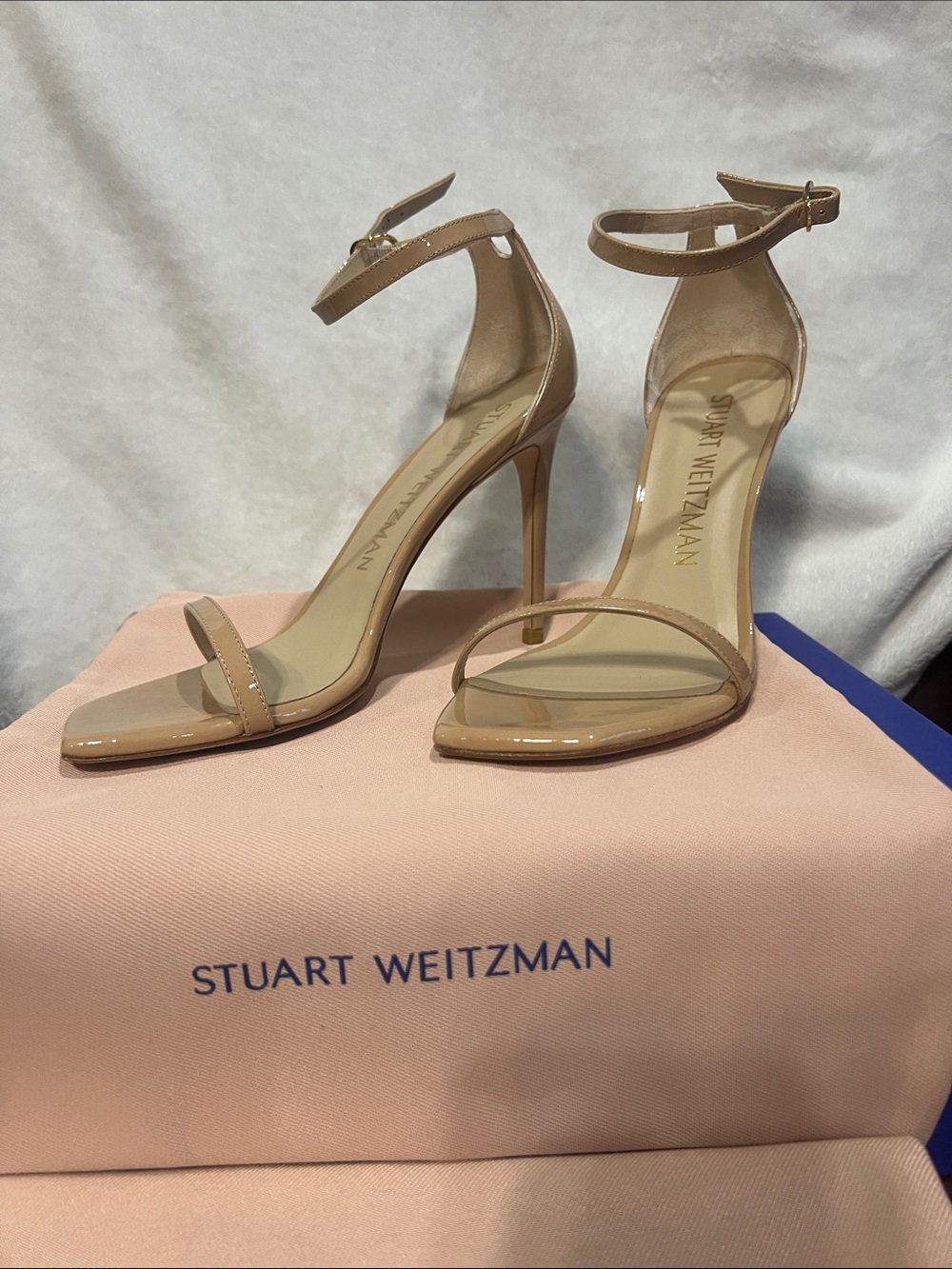 Stuart Weitzman Nude Ankle-Strap Stiletto Sandals - Picture 4 of 9